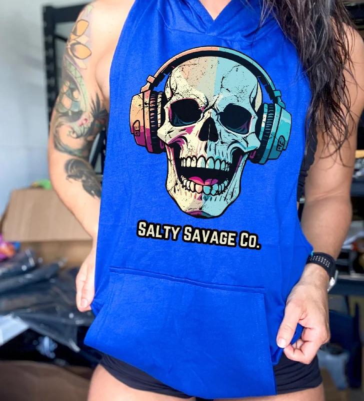 Salty Savage Unisex "DEAD BEATS" Sleeveless Muscle Tank Hoodie Relaxed Women's Beachy