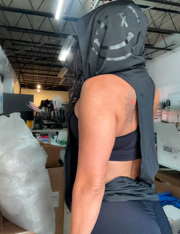 Salty Savage "Fuck Off" Sleeveless Deep Cut Muscle Tank Hoodie | Micro Cool Women's Distressed