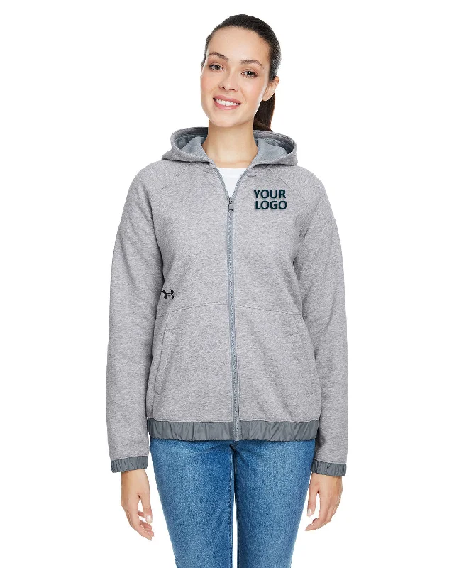 Under Armour Ladies Hustle Customized Full-Zip Hoodies, True Gray Tough Women's Military - inspired Under Armour Ladies Hustle Customized Full-Zip Hoodies, True Gray Tough Women's Military - inspired