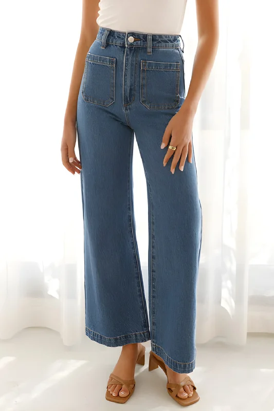 High Waist Bootcut Jeans with Pockets Modern Women's 