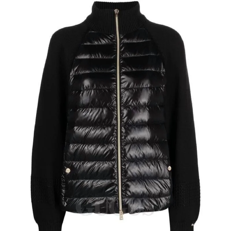Knit & Nylon Ultralight Bomber In Black Athletic Women's 