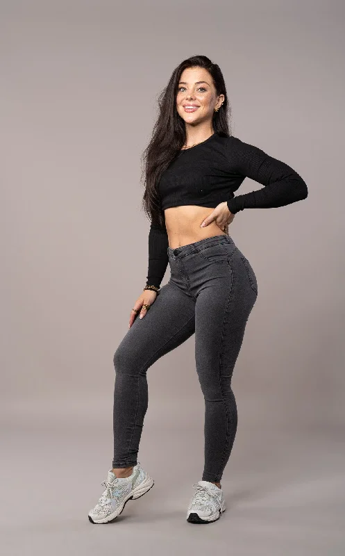Womens 360 V2 Mid Waisted Fitjeans - Grey Stylish Women's Neon
