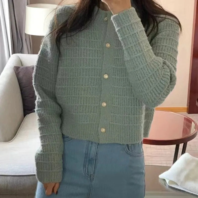 Loose knitted retro fragrant textured casual autumnal warm Cardigans Sporty Women's Tennis