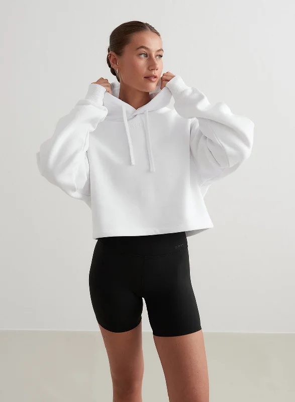 White Cropped Hoodie Hip Women's Retro