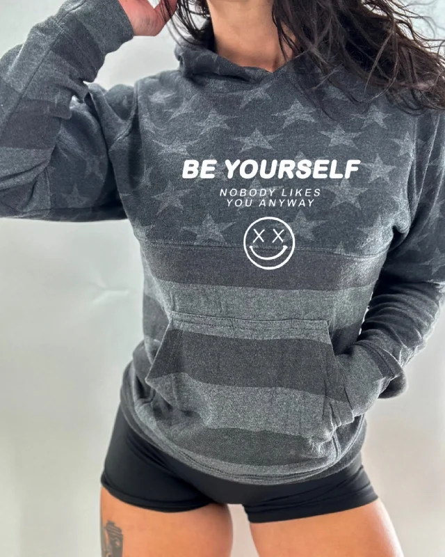 Salty Savage Unisex "Be Yourself” Stars and Stripes Hoodie Vintage Women's 1970S 