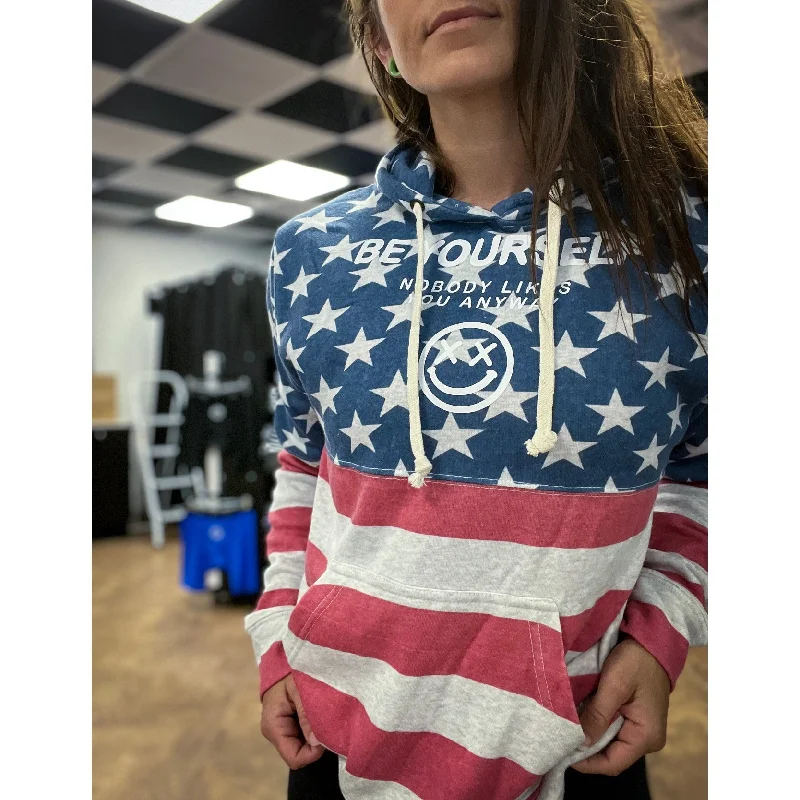 Salty Savage Unisex "Be Yourself" Stars and Stripes Lounge Hoodie | American Flag Business
