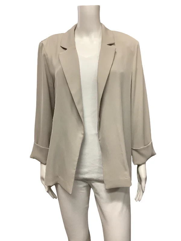 Joseph Ribkoff Jacket Ivory Open Notched Collar Size: 14 Elegant Women's Formal 