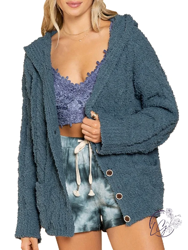 On My Way Back Home Hooded Cardigan Earthy Women's Hemp - based