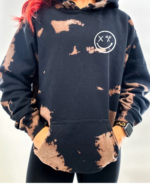 Salty Savage Unisex "Spliced Smile" Classic Hoodie | Bleach Washed | Basic Cashmere