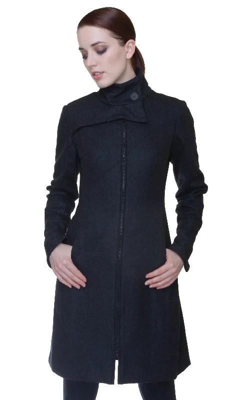 Mock Zip Wool Coat / Charcoal Athletic Women's 