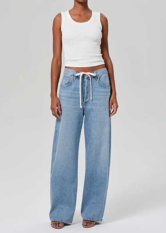 Brynn Drawstring Trouser in Blue Lace Unique Women's Upcycled