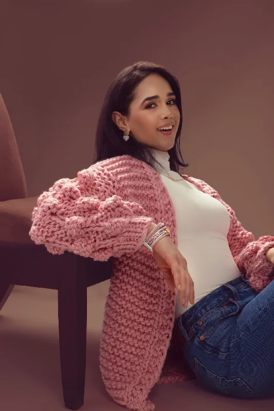 Knit Cardigan With Bauble Sleeves Gym