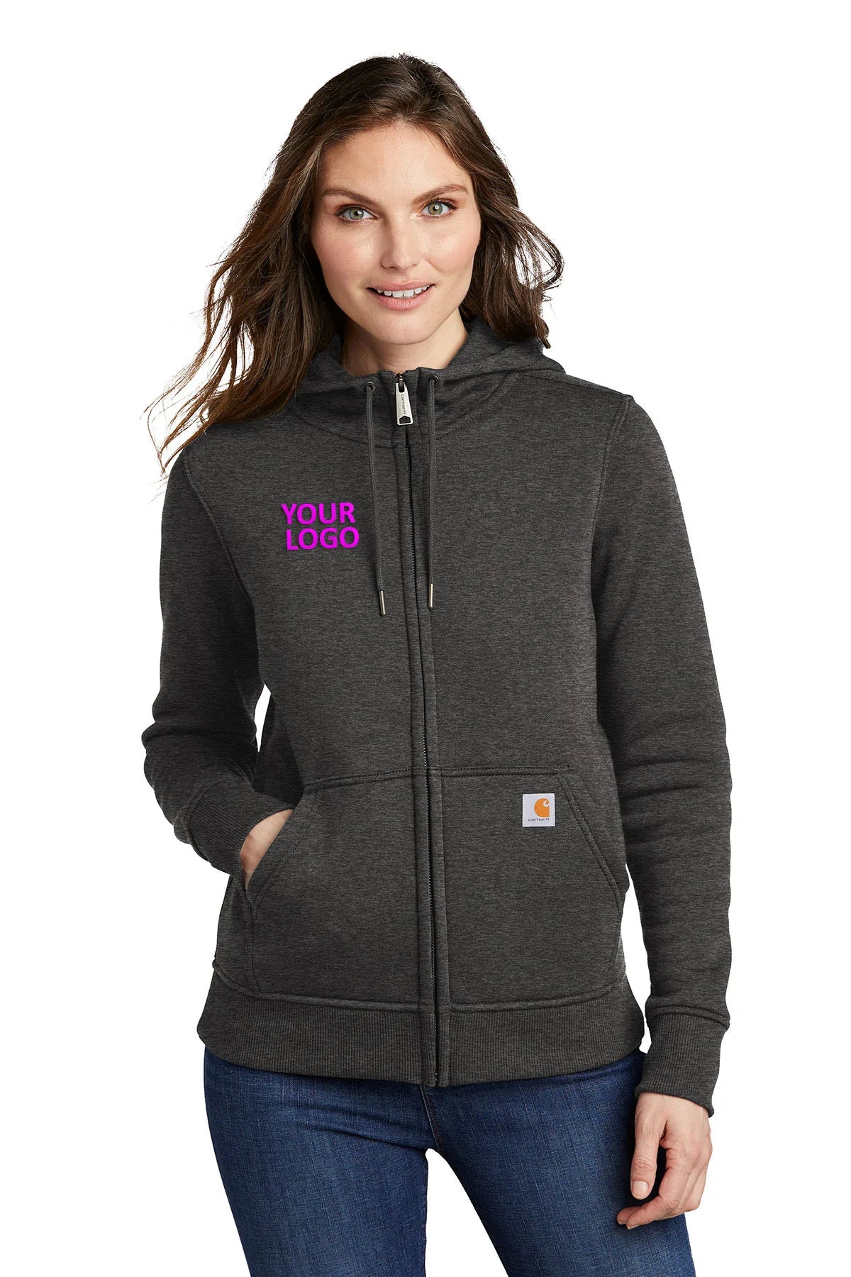 Carhartt Womens Clarksburg Full-Zip Custom Hoodies, Carbon Heather Artistic Women's Avant - 