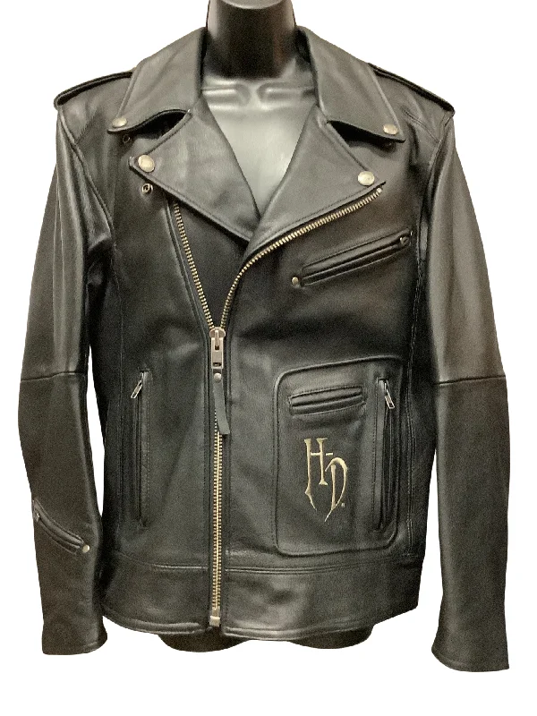 Harley Davidson Men's Coat Black Leather Skull W/Wings Size: S British Gentlewoman Style