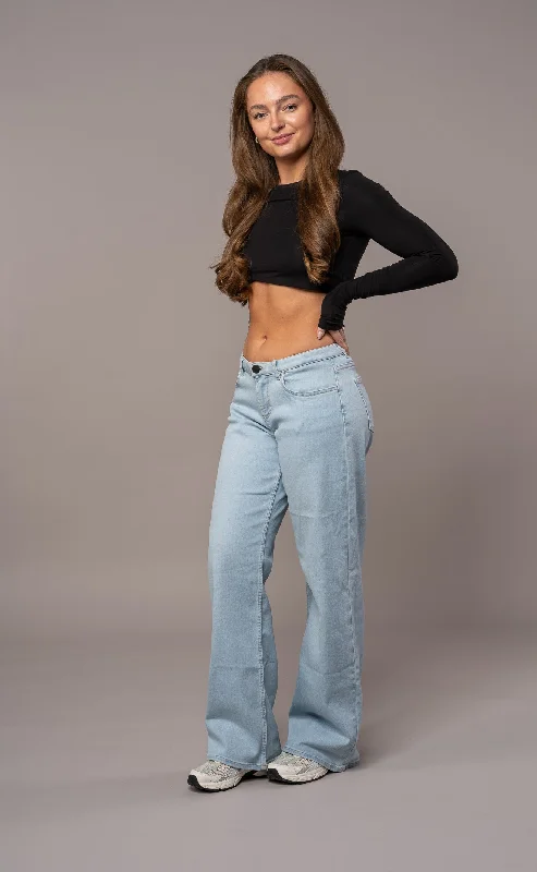 Womens Baggy Low Waisted Fitjeans - Vintage Blue Traditional Women's 