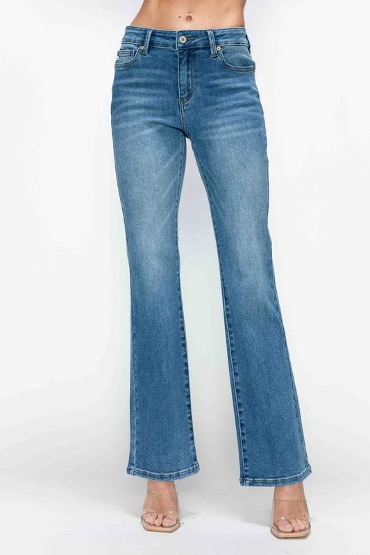 bytos Full Size Cat's Whiskers Mid Rise Bootcut Jeans Traditional Women's 