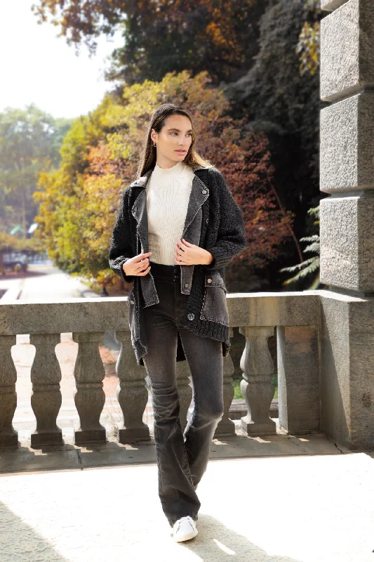 Denim Knit Cardigan Compression