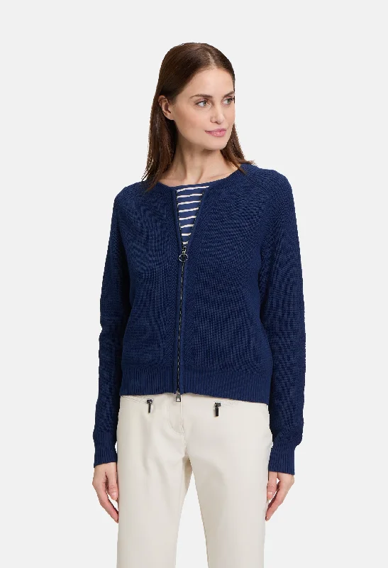 Zip Up Knit Cardigan Tough Women's Military - inspired