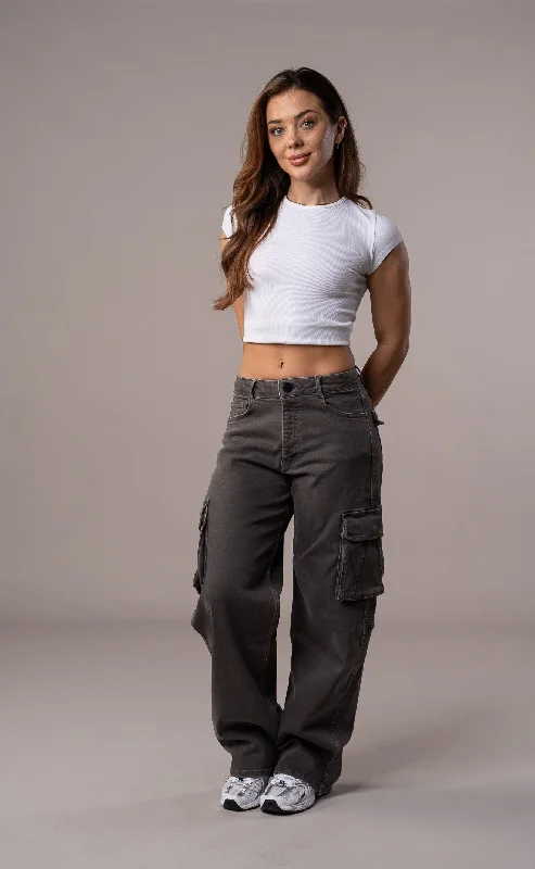 Womens Pastel Cargo Fitjeans - Charcoal Sophisticated Women's 