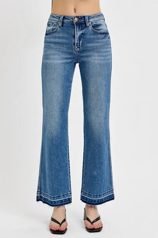 RISEN Full Size Raw Hem Ankle Bootcut Jeans Plus Size Rugged Women's Outdoor 