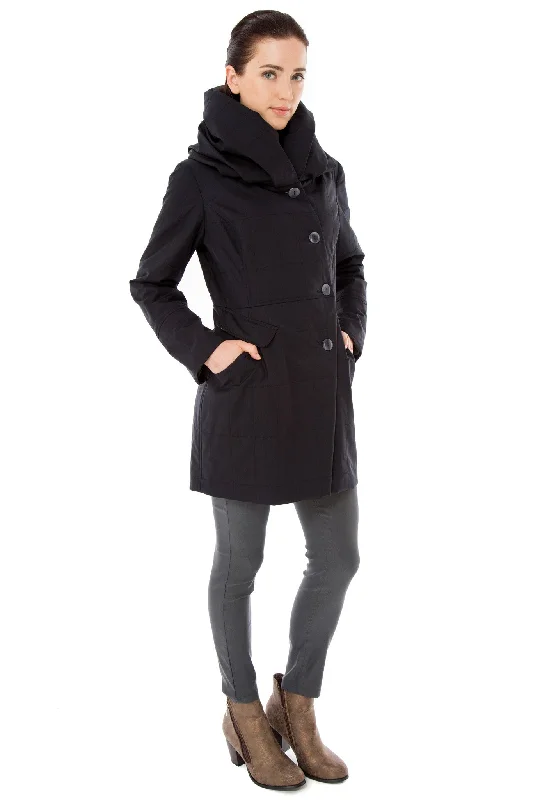 Funnel/Hood Water Repellent Quilted Coat Sporty Women's Tennis