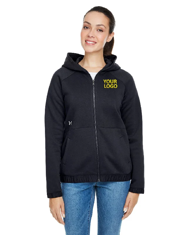 Under Armour Ladies Hustle Custom Full-Zip Hoodies, Black Athletic Women's High - 