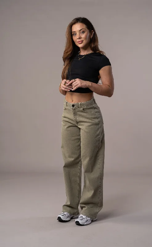 Womens Pastel Baggy Fitjeans - Khaki Modern Women's 