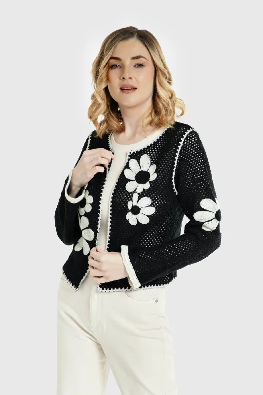 Lightweight Floral Crochet Cardigan Dynamic Women's Moto
