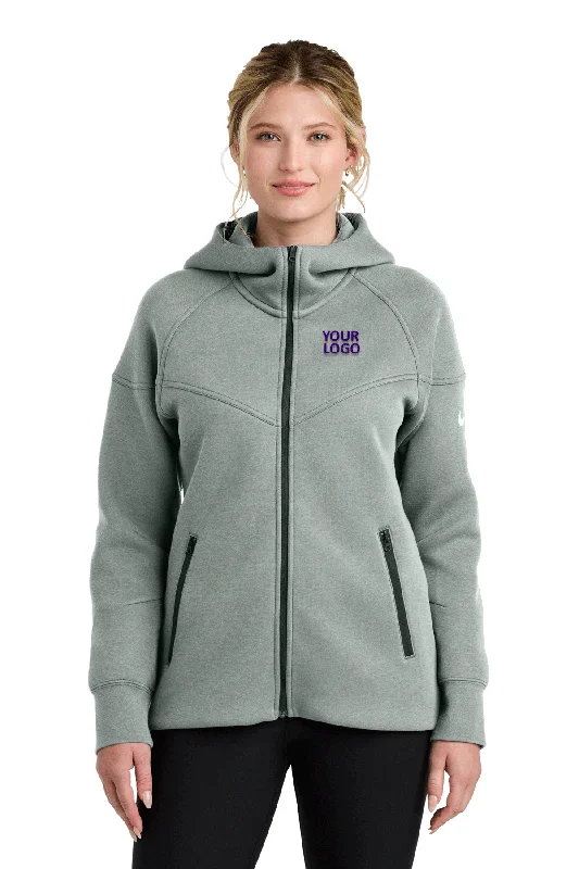 Nike Womens Tech Fleece Full-Zip Custom Hoodies, Dark Grey Heather Rugged Women's Outdoor 