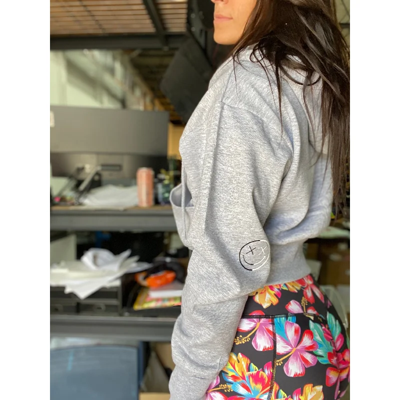 Salty Savage Ladies “OG Smile” Oversized Cropped Zip Up Hoodie | Yin Yang Edition Trendy Women's Oversized