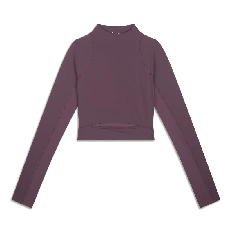 High-Neck Cropped Track Long-Sleeve Shirt - Resale Tough Women's Military - inspired