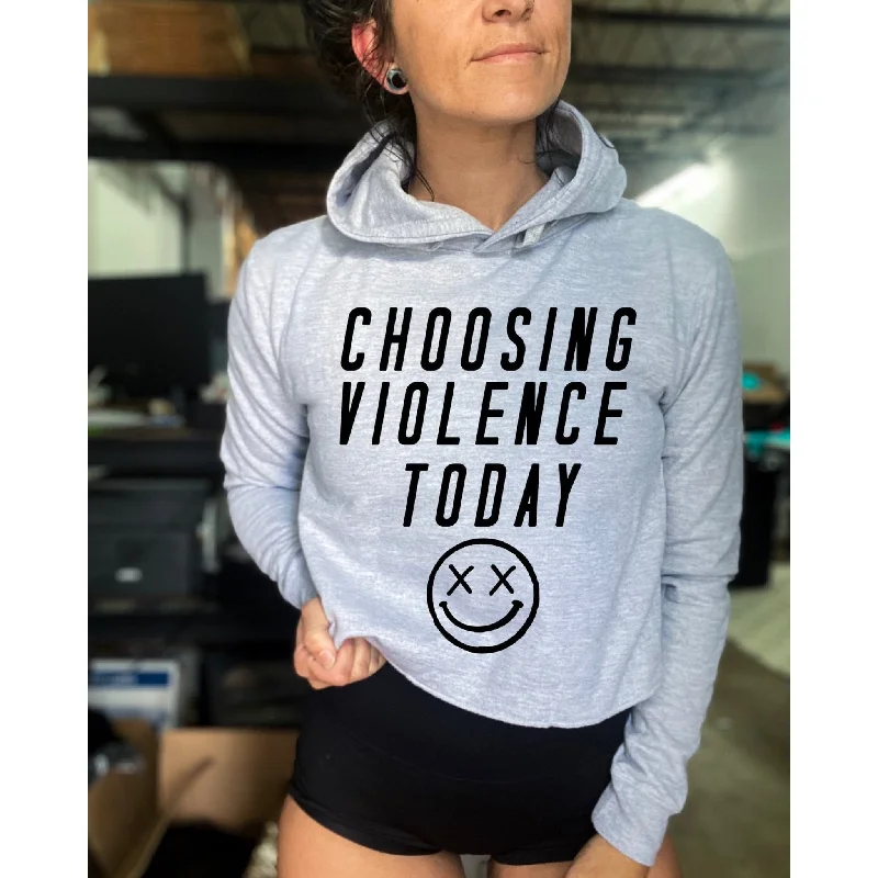 Salty Savage Ladies “CHOOSING VIOLENCE” Cropped Hoodie Disco