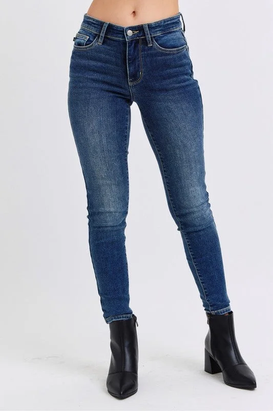 Judy Blue Full Size Mid-Rise Waist Skinny Jeans with Pockets Traditional Women's Wool