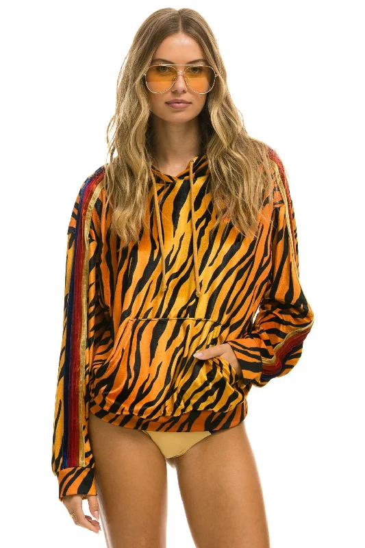 CLASSIC VELVET RELAXED PULLOVER HOODIE - TIGER Tough Women's Military - inspired