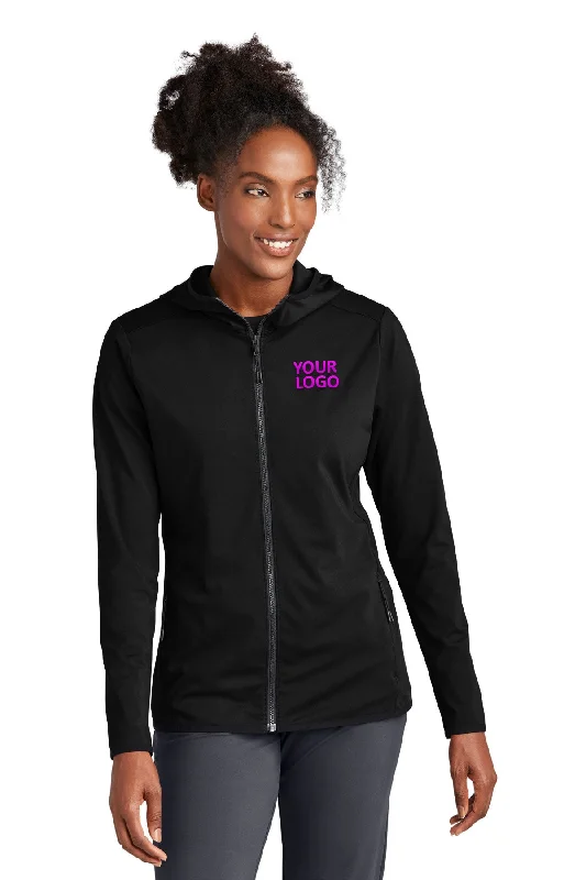 Sport-Tek Ladies Branded Circuit Hooded Full-Zip, Deep Black Cozy Women's Sherpa - lined