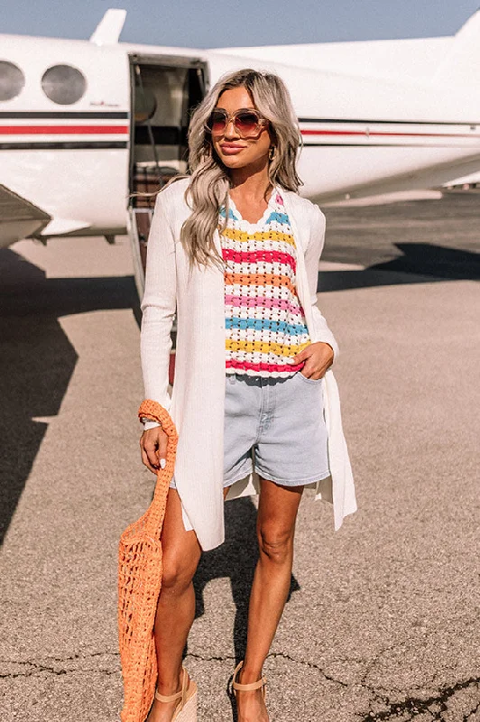Let It Slide Ribbed Cardigan In Ivory Modern Women's Tech