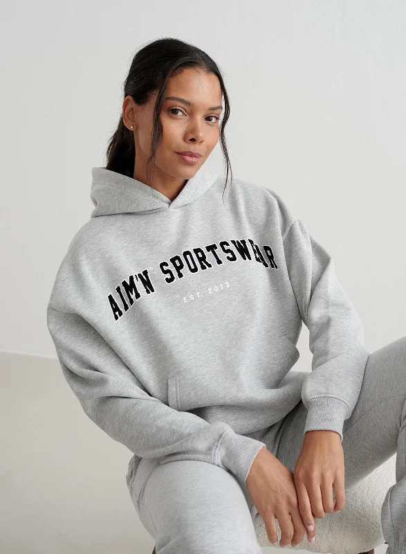 Grey Melange Varsity Sweat Hood Rugged Women's Outdoor 