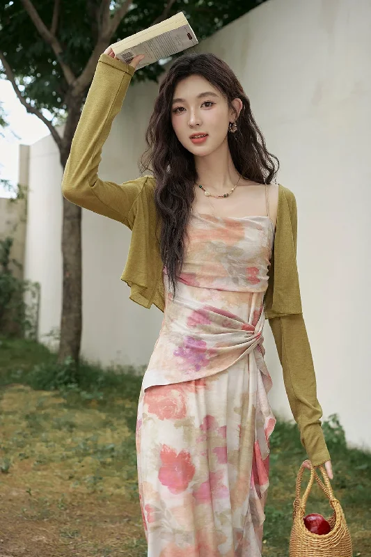 Women Knit Cardigan and Strap Dress Set Separately Sold Modern Women's 