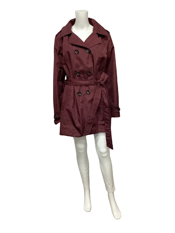 Liverpool Women's Rain Jacket Maroon Hooded Size:XL Artistic Women's Hand - painted