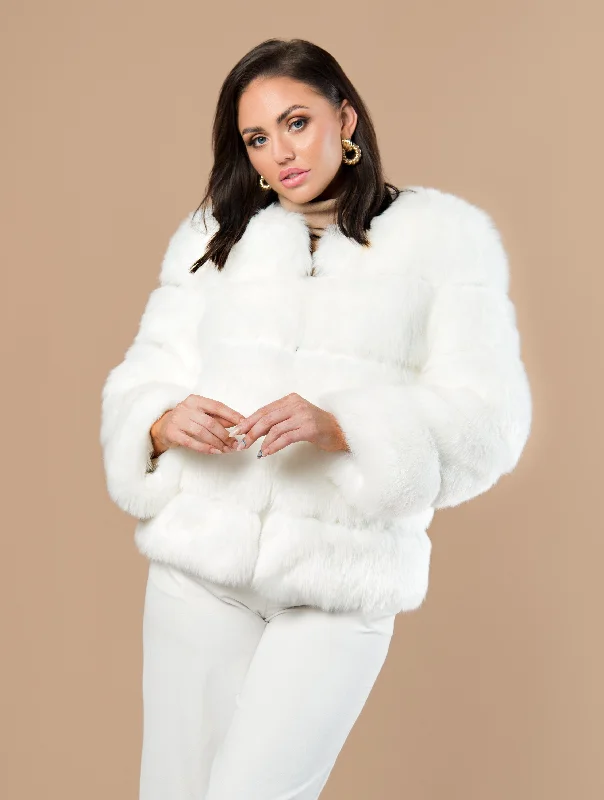Five Panel Faux Fur Coat Stylish Women's Tropical 