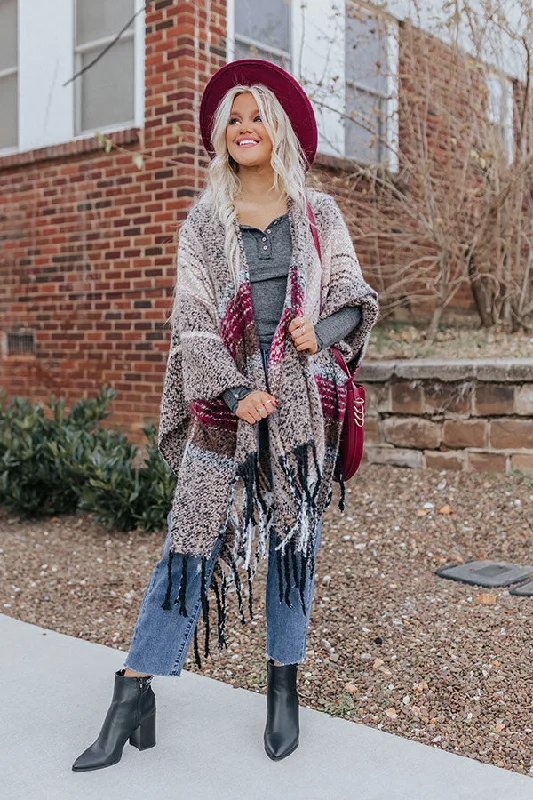 Frozen Lake Ultra Soft Poncho In Iced Latte Elegant Women's 