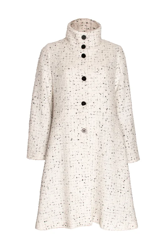 High Collar Flared Coat - Winter White 8605 Contemporary 