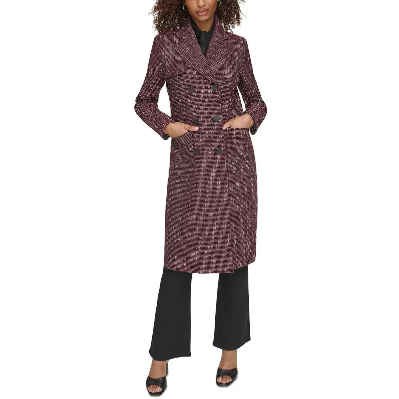 Womens Tweed Double Breasted Long Coat Practical Women's Multi - 