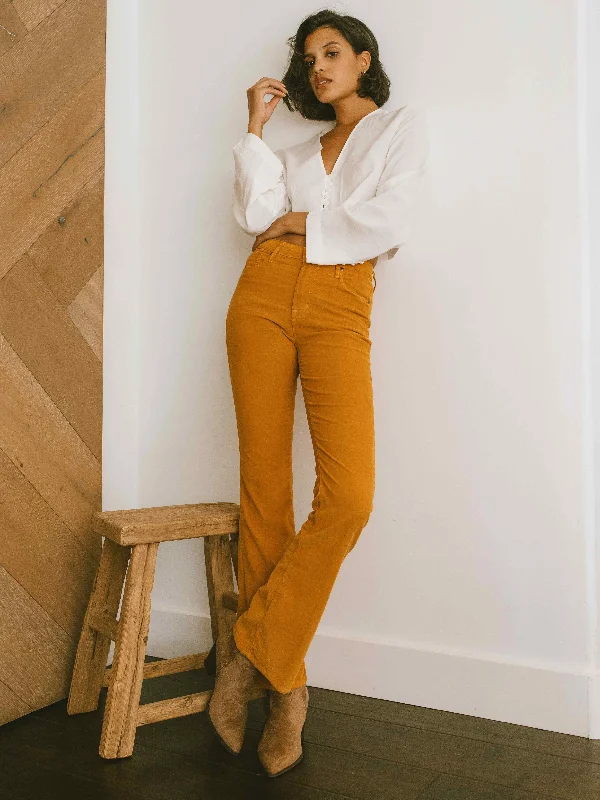 Bombshell Bell Corduroy in Mustard Dynamic Women's Moto