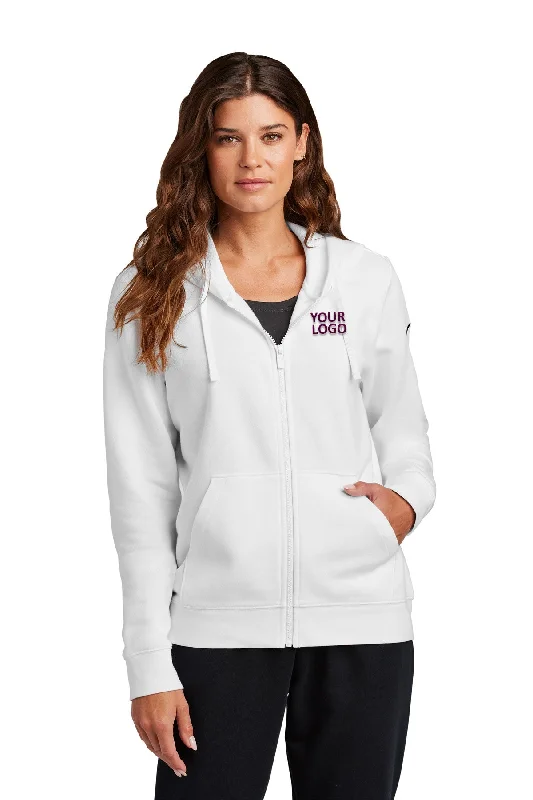 Nike Ladies Club Fleece Full-Zip Custom Hoodies, White Refined Women's Hand - crafted