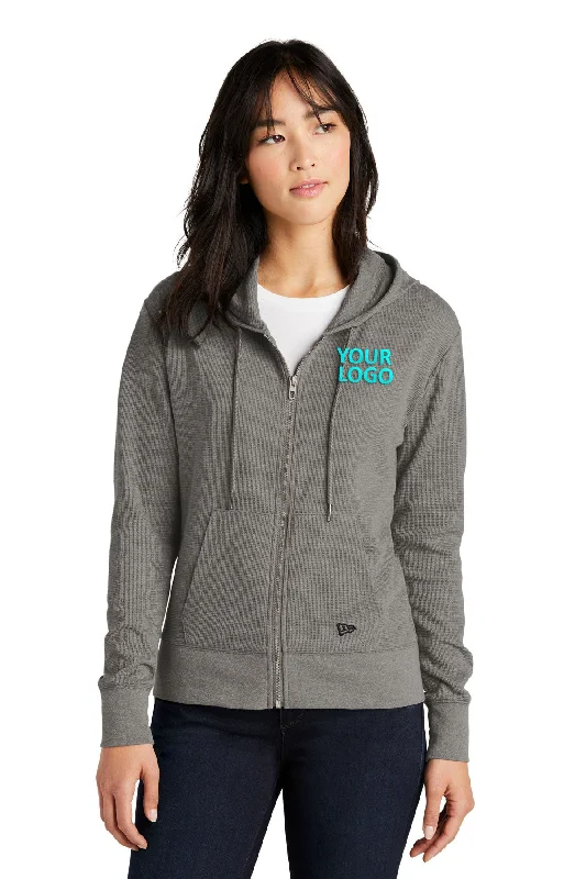 New Era Ladies Thermal Custom Zip Hoodies, Shadow Grey Heather Country