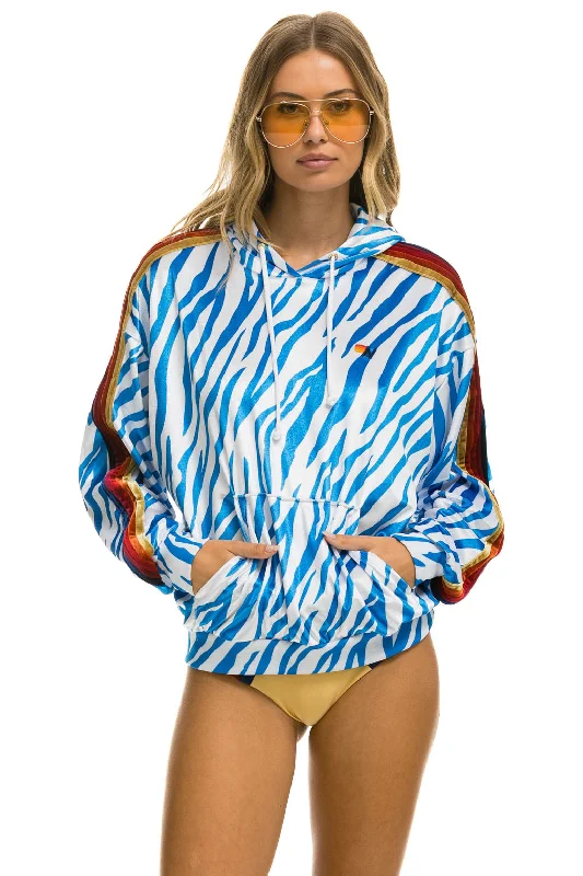 CLASSIC VELVET RELAXED PULLOVER HOODIE - BLUE TIGER Artistic Women's Avant - 