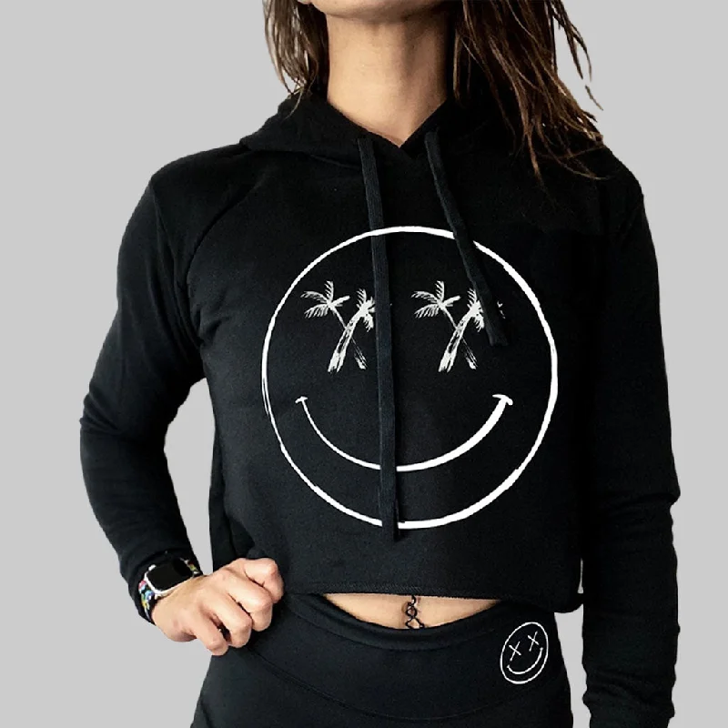 Salty Savage Ladies "Palm Smile" Crop Hoodie Trendy Women's Oversized