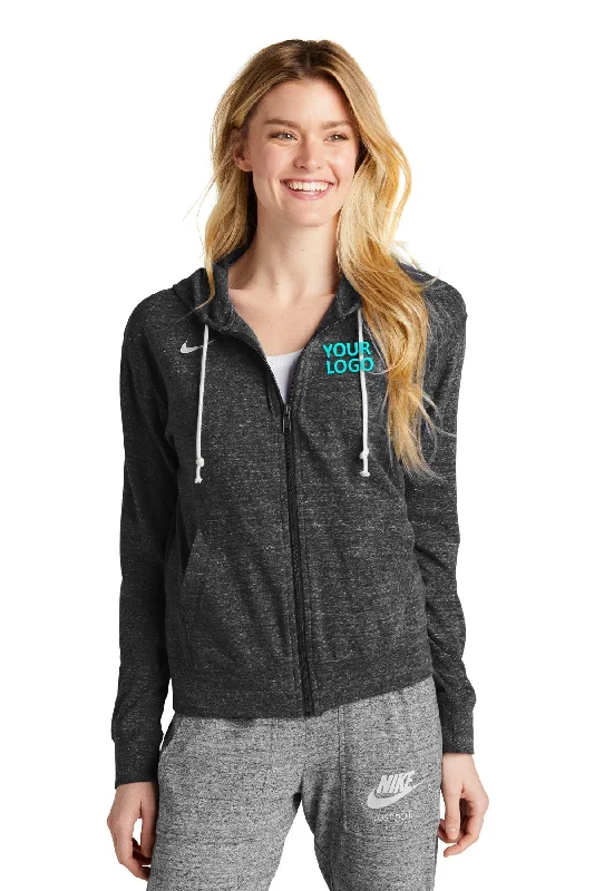 Nike Ladies Vintage Customized Zip Hoodies, Team Black Modern Women's 