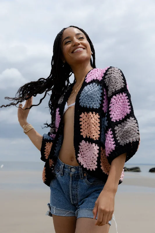 Crochet Pastel Squared Short Jacket Women